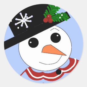 クリスマスの雪だるま ラウンドシール