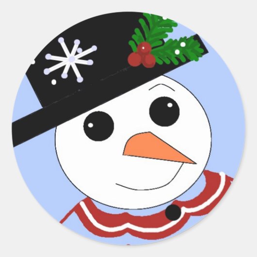クリスマスの雪だるま ラウンドシール (正面)