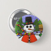 クリスマスの雪だるま-休日の魔法ボタン 缶バッジ (正面&裏面)