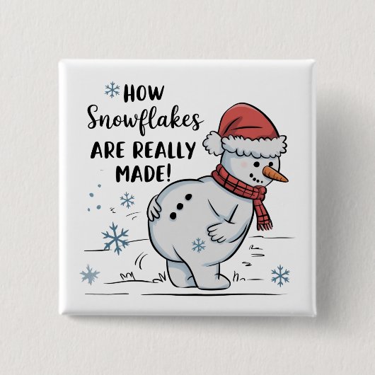 クリスマスの雪だるま 本当の雪片の作られ方 缶バッジ (正面)