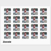 クリスマスの雪だるま 犬といっしょにアイススケート スクエアシール (シート)