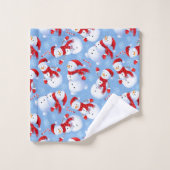 クリスマスの雪だるま、雪の結晶、キャンディーケーン バスタオルセット (ウォッシュタオル)