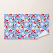 クリスマスの雪だるま、雪の結晶、キャンディーケーン バスタオルセット (ハンドタオル)