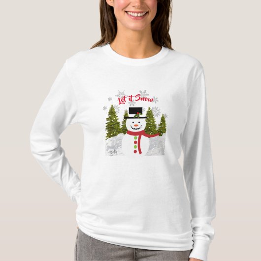 クリスマスの雪だるま / Let it Snow Tシャツ (正面)