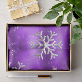 クリスマスの雪と星を紫 薄葉紙