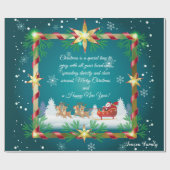 クリスマスの雪と願いパーソナライズされた、 ラッピングペーパー (フラット)