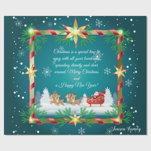 クリスマスの雪と願いパーソナライズされた、 ラッピングペーパー (フラット)