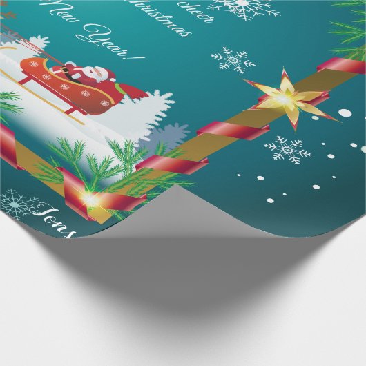 クリスマスの雪と願いパーソナライズされた、 ラッピングペーパー (角)