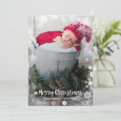クリスマスの雪のかけら写真の誕生アナウンス シーズンカード (スタンド正面)