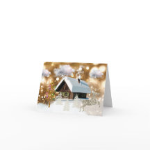 クリスマスの雪のコテージの金《写真》ぼけ味