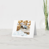 クリスマスの雪のコテージの金《写真》ぼけ味 シーズンカード (裏面)