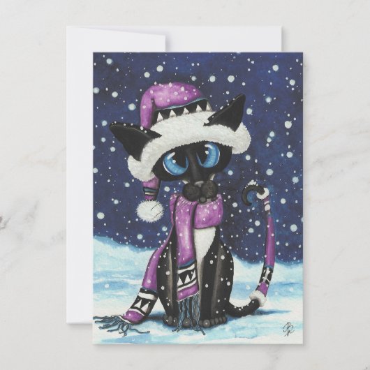 クリスマスの雪のシャム猫 冬 (正面)