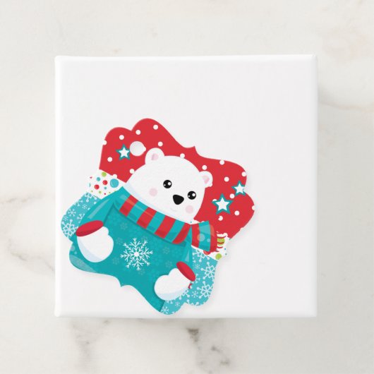 クリスマスの雪のセーターを着たかわいいホッキョクグマ フェイバータグ (インサイチュ)