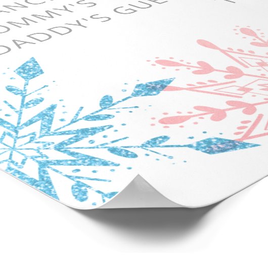 クリスマスの雪のピンクまたは青の旧妻の物語 ポスター (角)