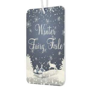 クリスマスの雪のファンタジー 森 カーエアーフレッシュナー