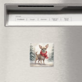 クリスマスの雪の中のチワワ マグネット (インサイチュ (食洗機))