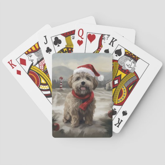 クリスマスの雪の中のヨーキプー犬 トランプ (裏面)