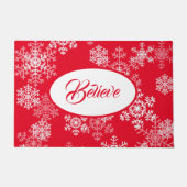 クリスマスの雪の信じ模様 ドアマット (正面)