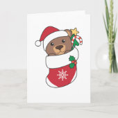 クリスマスの雪の冬の動物クマ シーズンカード (正面)