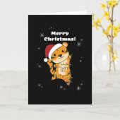 クリスマスの雪の冬の動物トラ カード (黄色い花)