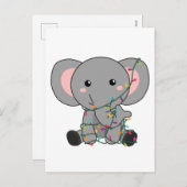 クリスマスの雪の動物たち 象 シーズンポストカード (正面/裏面)