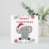 クリスマスの雪の動物たち 象 冬の動物 象 招待状 (スタンド正面)