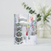 クリスマスの雪の挨拶 ポストカード (スタンド正面)