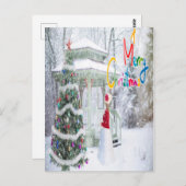 クリスマスの雪の挨拶 ポストカード (正面/裏面)