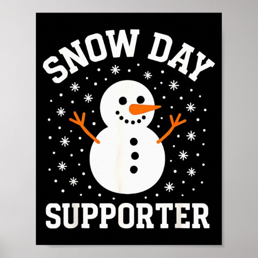 クリスマスの雪の日を応援する人 スノーフレーク スノーマン 楽しい ポスター (正面)