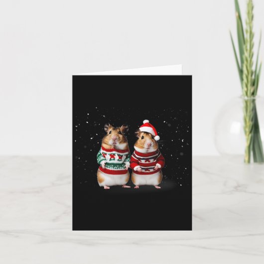 クリスマスの雪の日フォトデイの可愛いハムスター カード (正面)