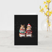 クリスマスの雪の日フォトデイの可愛いハムスター カード (黄色い花)