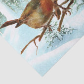 クリスマスの雪の森のロビン鳥の枝 薄葉紙 (詳細)