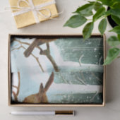 クリスマスの雪の森のロビン鳥の枝 薄葉紙 (ギフト)