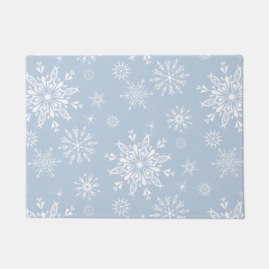 クリスマスの雪の模様 ドアマット (正面)