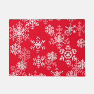 クリスマスの雪の模様 ドアマット
