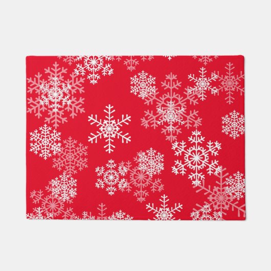 クリスマスの雪の模様 ドアマット (正面)