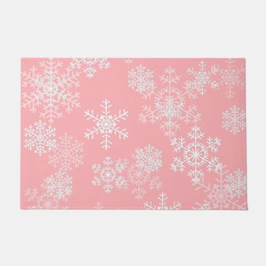 クリスマスの雪の模様 ドアマット (正面)