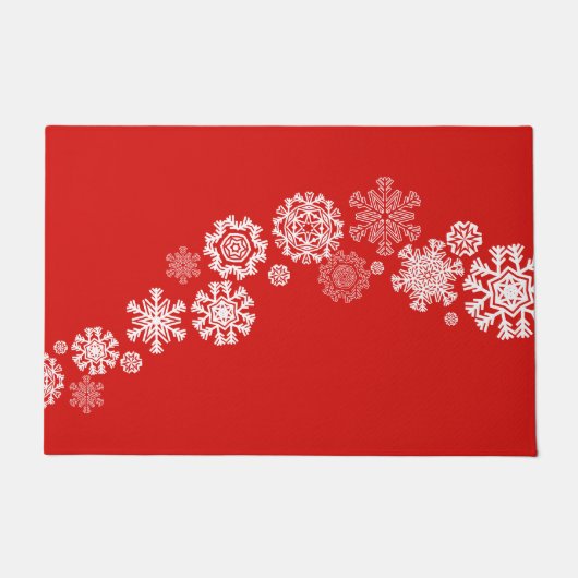 クリスマスの雪の模様 ドアマット (正面)