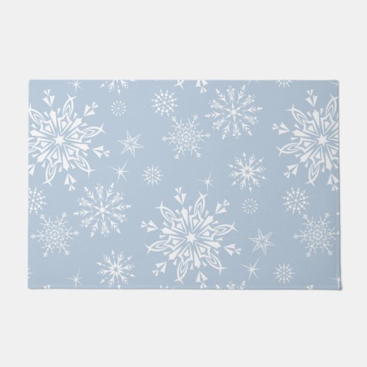 クリスマスの雪の模様 ドアマット (正面)