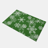 クリスマスの雪の模様 – 緑 ドアマット (アングル)