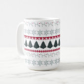 クリスマスの雪の結晶と木々 コーヒーマグカップ (正面左)