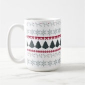 クリスマスの雪の結晶と木々 コーヒーマグカップ (左)