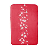 クリスマスの雪の結晶と花の模様 赤と白 バスマット (正面縦)