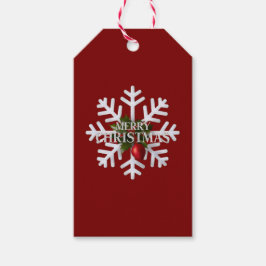 クリスマスの雪の結晶と赤い実 ギフトタグ