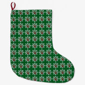 クリスマスの雪の結晶と赤い実 ラージクリスマスストッキング (正面)