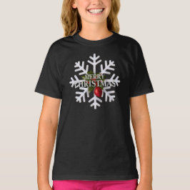 クリスマスの雪の結晶と赤い実 Tシャツ