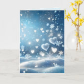 クリスマスの雪の結晶と雪のハート カード (黄色い花)