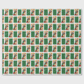 クリスマスの雪の結晶の中のゴールデンレトリバー ラッピングペーパー (フラット)