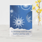 クリスマスの雪の結晶の兄と義理の姉のためのカード カード (黄色い花)