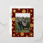 クリスマスの雪の結晶の写真 | 赤 箔シーズンポストカード (正面/裏面)